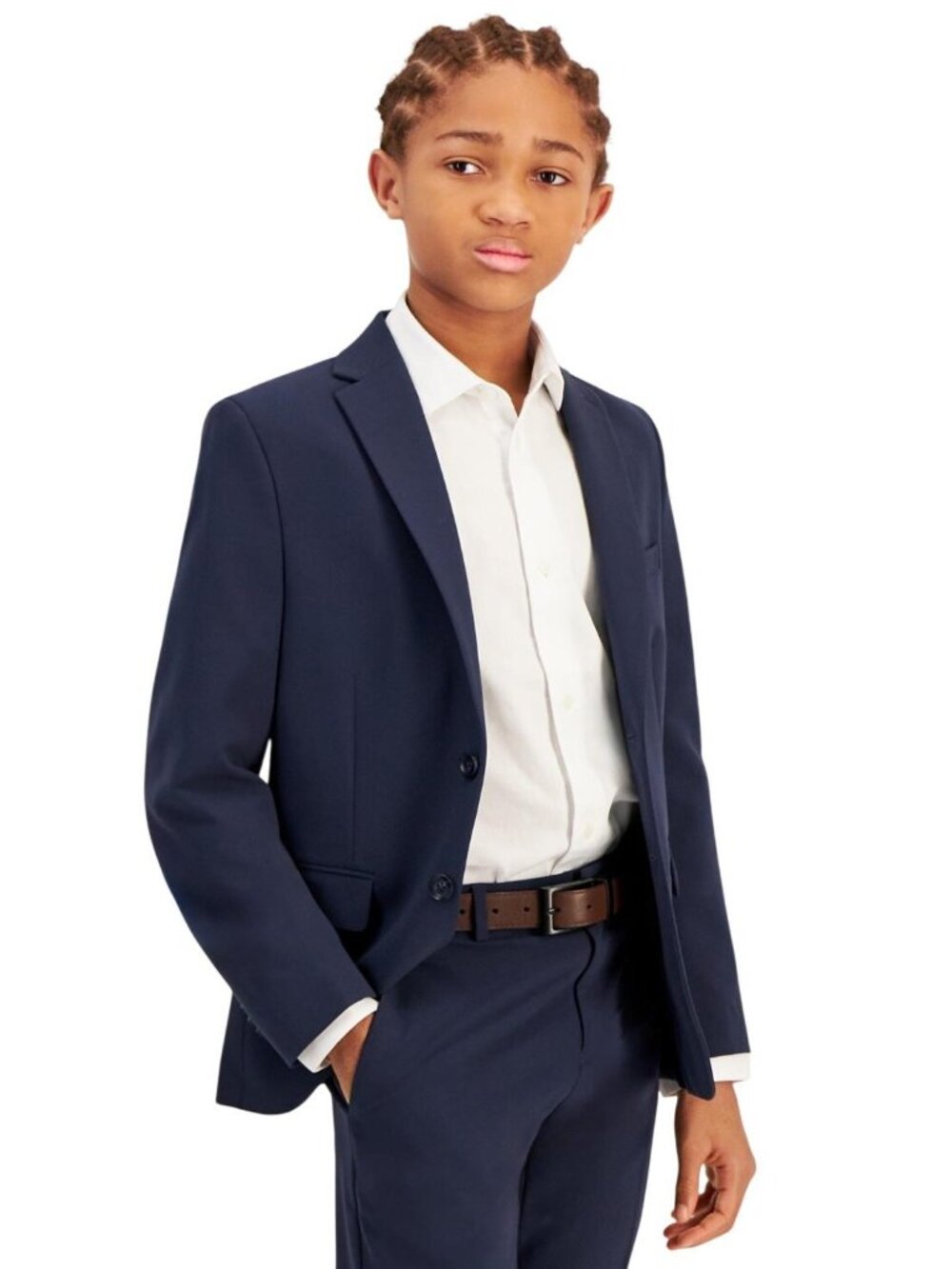 NWT Kenneth Cole Reaction Big Stretch Slim Fit Suit Blazer Jacket Dark Blue 14R
